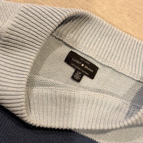 Lucky Brand Striped Womens Colorblock Sweater Light Blue/Navy/Cream Size Small - Picture 3 of 3